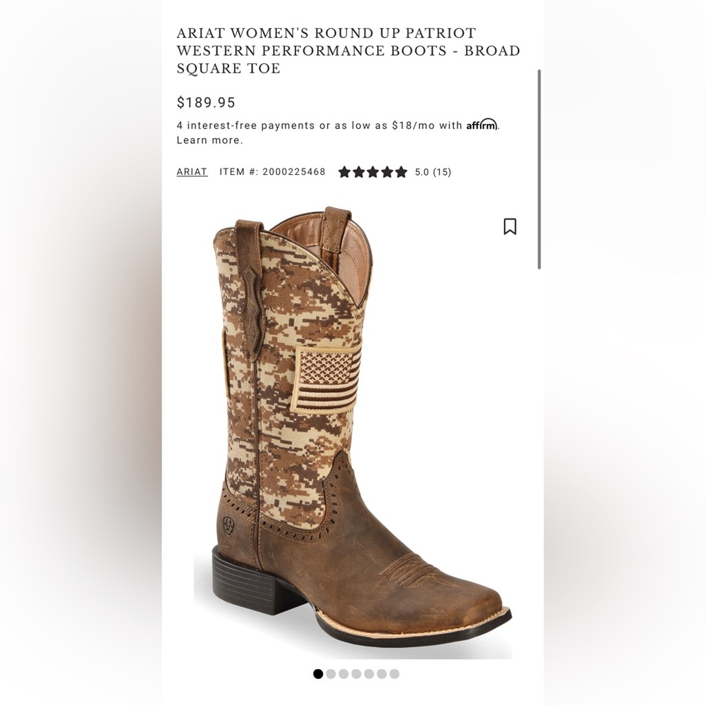 ARIAT WOMEN'S ROUND UP PATRIOT WESTERN PERFORMANCE BOOTS - BROAD SQUARE TOE